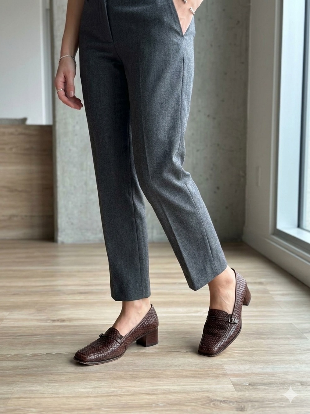 Sesto Meucci Hand Woven Leather Pumps Brown Italian Loafers 90s Vintage Size 10 - Picture 10 of 10